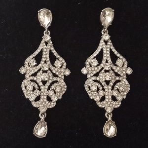 Long Crystal Chandelier Victorian Bridal Wedding Earrings